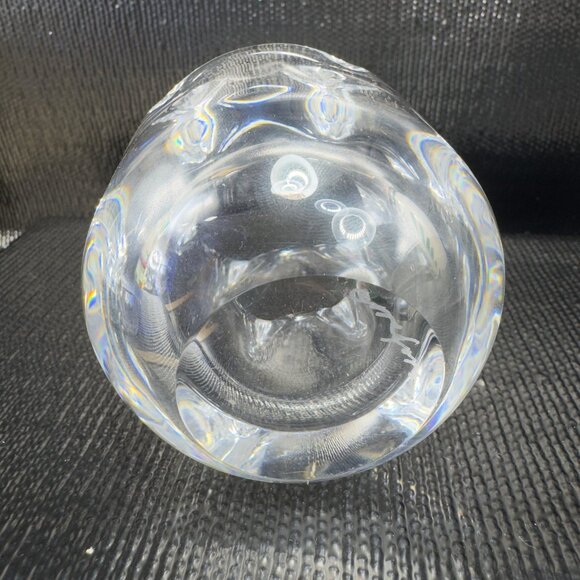 ORREFORS Sweden Clear Heavy Glass Crystal Flower Shaped Votive Small Dish Bowl - Picture 3 of 7